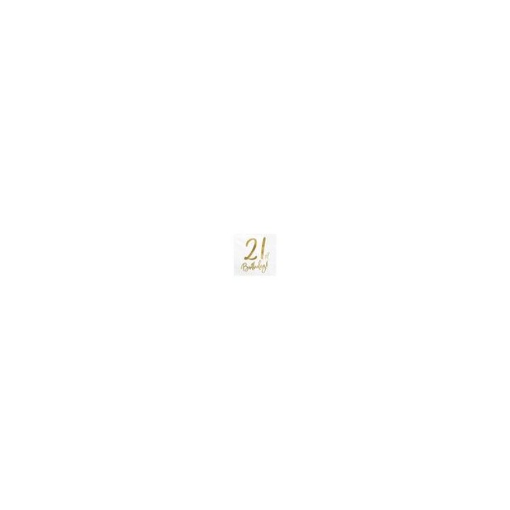 Servetėlės 3 sluoksnių "21 gimtadienis" baltos 33&33cm 20vnt