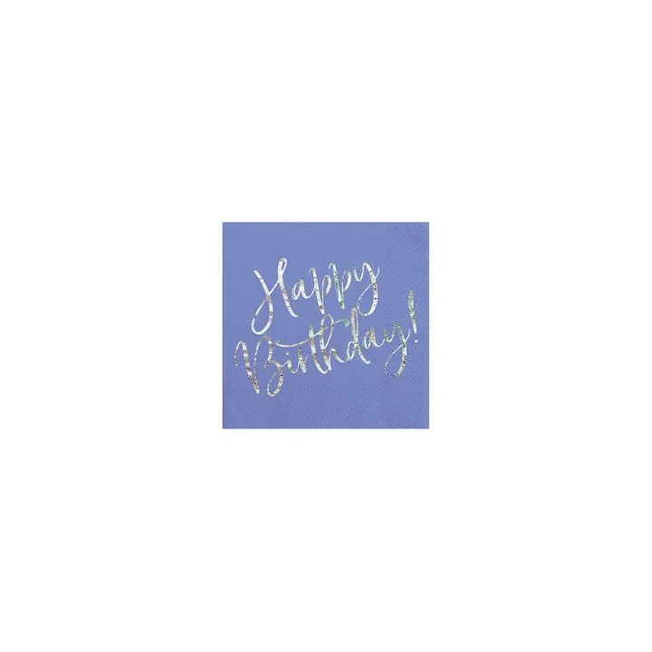 Servetėlės 3 sluoksnių violetinės "Happy birthday" 33 & 33cm