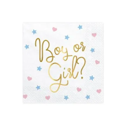 Servetėlės 3 sluoksnių "Boy or girl" baltos 33 &33 cm 20 vnt