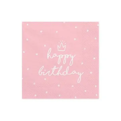 Servetėlės "Happy birthday" 33X33 cm 20vnt rožinės šventėms
