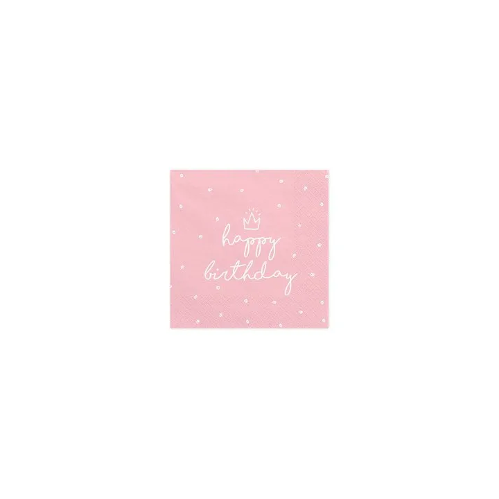 Servetėlės "Happy birthday" 33X33 cm 20vnt rožinės šventėms
