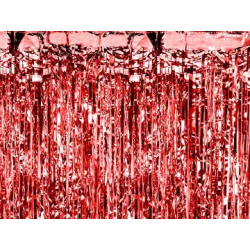 Raudonos folijos užuolaida-lietutis 90x250 cm šventėms pigu