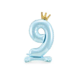 Folinis pastatomas balionas skaičius "9" melsvas 84 cmt pigu