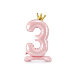 Folinis pastatomas balionas skaičius "3" rožinis 84 cmt pigu