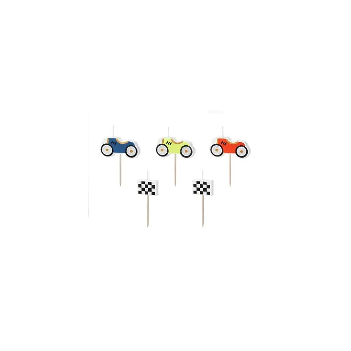 Gimtadienio žvakutės "Lenktynės" spalvotos 5 vnt 2*3 cm pigu