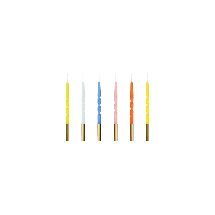 Žvakutės gimtadienio 6 vnt 14 cm spiralinės spalvotos pigiau