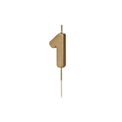 Gimtadienio žvakutė su smeigtuku nr 1 auksinė 4 cm ant torto