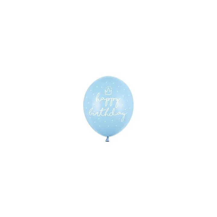 Balionai "Happy birthday" melsvi 30cm 6vnt gimtadieniui pigu