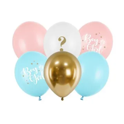 Balionų rinkinys "Boy or Girl" 30cm 6vnt naujagimio laukimui