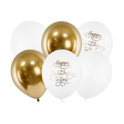 Balionų rinkinys "Happy Birthday To You" balta-auksinė 30 cm