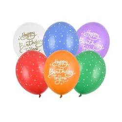 Balionų rinkinys "Happy Birthday To You" spalvoti 30 cm 6vnt
