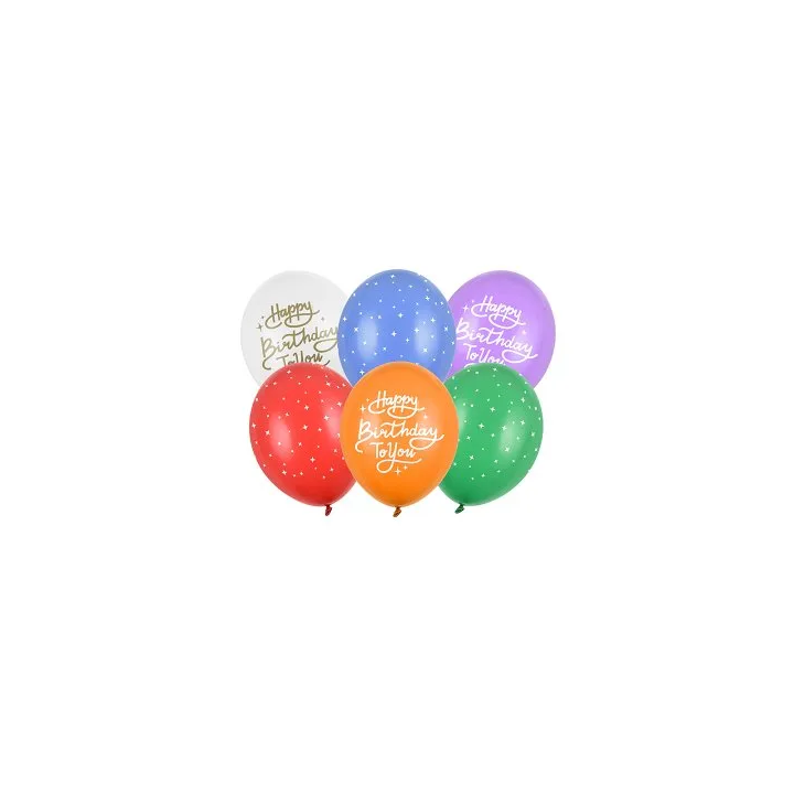 Balionų rinkinys "Happy Birthday To You" spalvoti 30 cm 6vnt