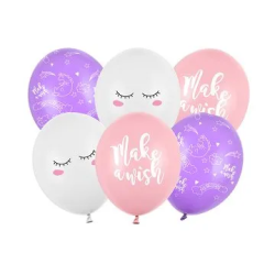 Balionų rinkinys "Make wish" 30 cm 6 vnt gimtadienio šventei