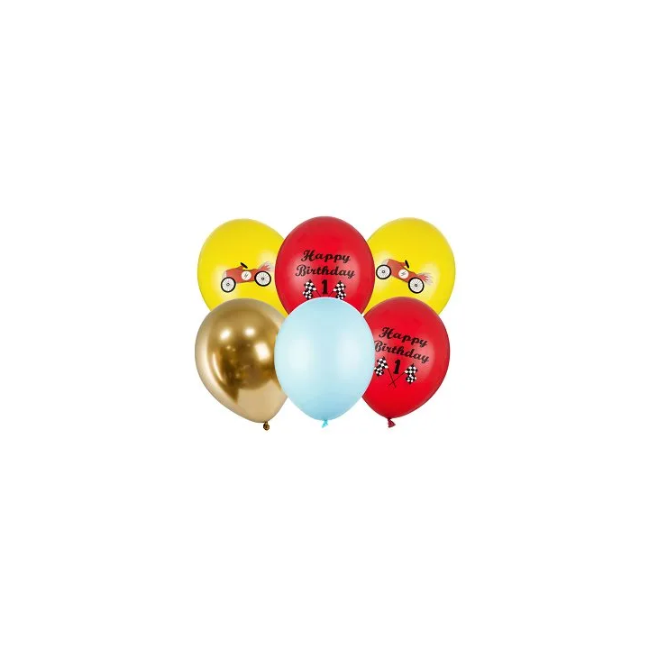 Balionų rinkinys "Happy Birthday 1 " 30cm 6 vnt gimtadieniui