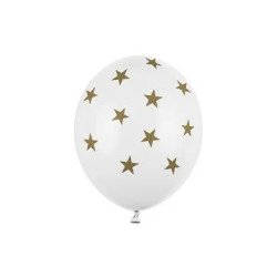 Balionai baltos spalvos "Žvaigždutės" 30cm 6vnt gimtadieniui