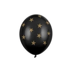 Balionai juodos spalvos "Žvaigždutės" 30 cm 6 vnt šventiniai