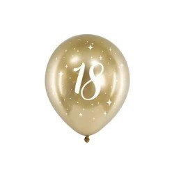 Balionai auksiniai "18" 30 cm 6 vnt gimtadienio šventei pigu
