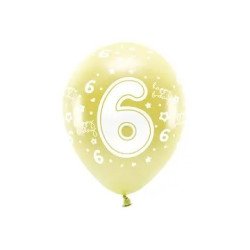 Balionai auksiniai "6 happy birthday" 33cm 6vnt gimtadieniui