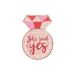 Popierinės lėkštutės "She said yes"6vnt 18*25cm mergvakariui