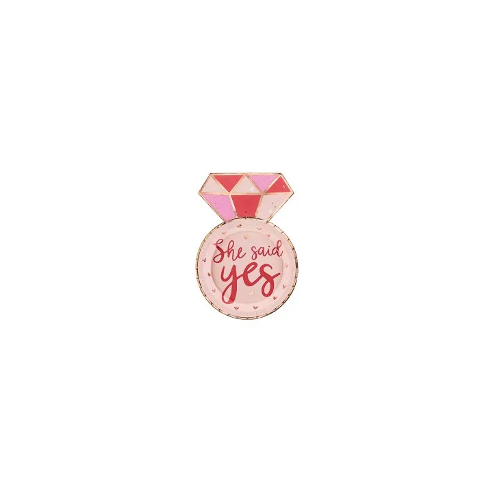 Popierinės lėkštutės "She said yes"6vnt 18*25cm mergvakariui