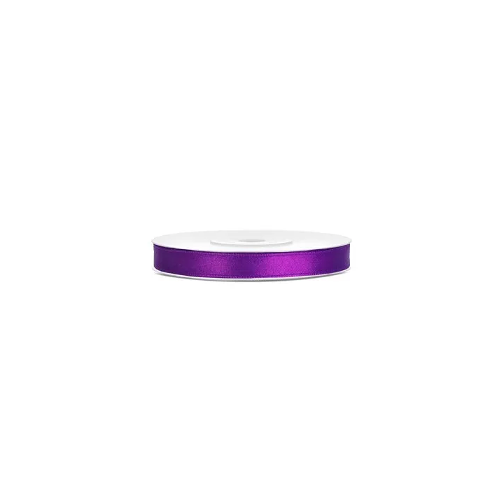 Juostelė satino 6mm / 25m tamsiai violetinė puošimui dovanoms