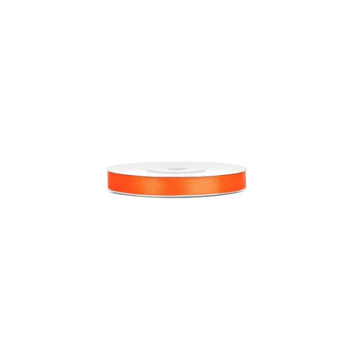 Juostelė satino 6 mm / 25m oranžinė puošimui dovanoms pakuoti