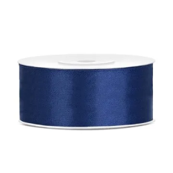 Juostelė satino 25 mm / 25m tamsiai mėlyna puošimui dovanoms