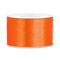 Juostelė satino 38 mm/25 m oranžinė puošimui dovanoms pakuoti