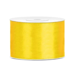 Juostelė satino 50 mm /25m geltona puošimui dovanoms pakuoti