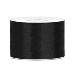 Juostelė satino 50 mm / 25 m juoda puošimui dovanoms pakuoti