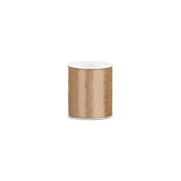 Juostelė satino 100 mm / 25 m auksinė pakavimui puošimui pigu