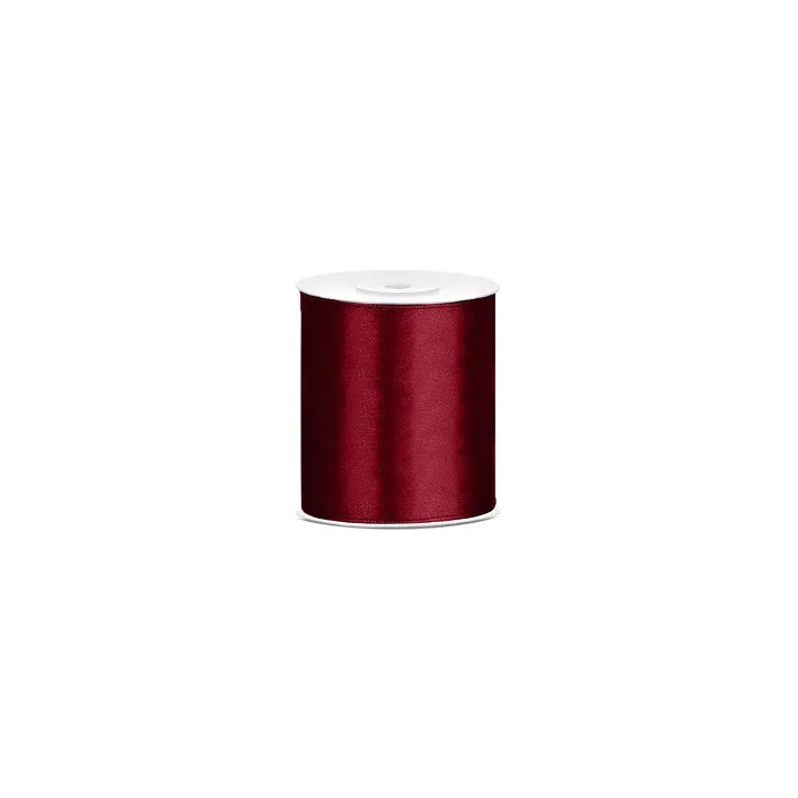 Juostelė satino 100 mm /25 m tamsiai bordo pakavimui puošimui