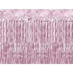 Rausvos folijos užuolaida- lietutis 90x250 cm šventėms pigu