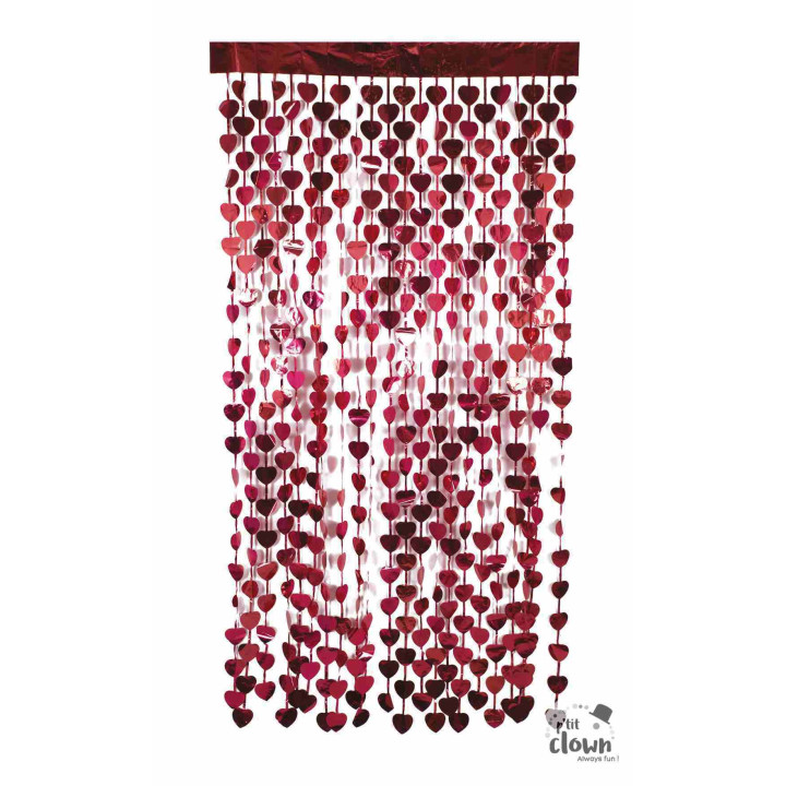Folinė užuolaida-lietutis "Širdelės" raudona 200*100 cm pigu