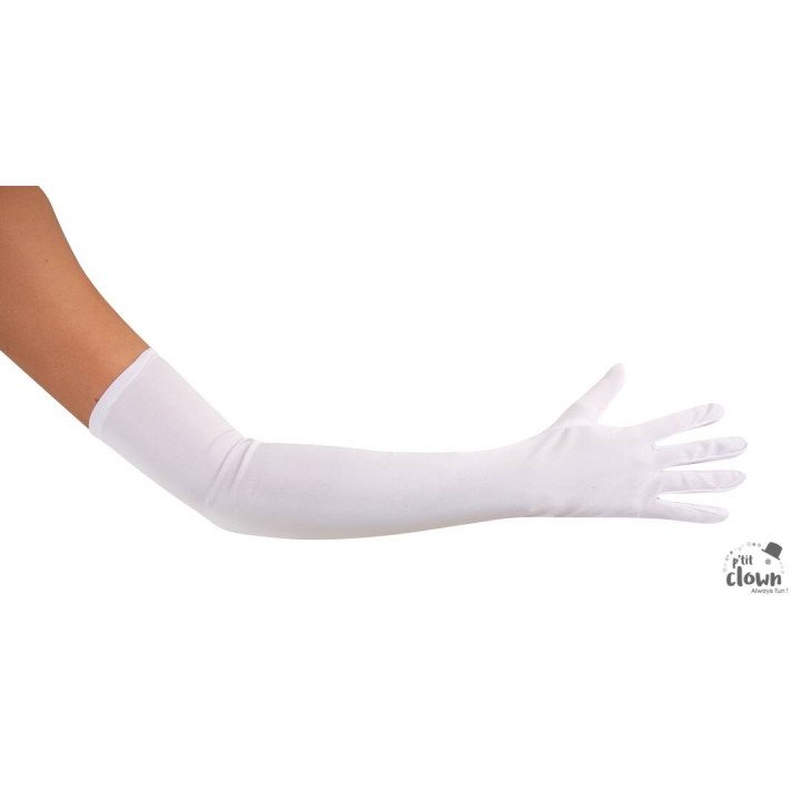 Pirštinės baltos ilgos 60cm aksesuaras retro disko tematikai