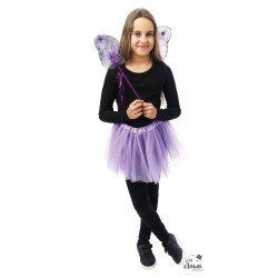 Drugelio rinkinukas vaikiškas violetinis sparnai - sijonukas