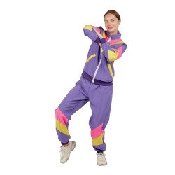 80-ųjų sportinis kostiumas violetinis L/XL disko vakarėliams