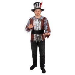 Voodoo skeleto vyriškas kostiumas L/XL kepurė helovino temai