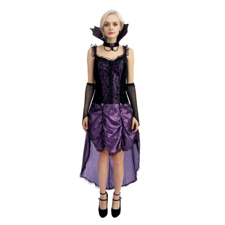 Vampyrės kostiumas juoda-violetinė L/XL puiki helovino temai