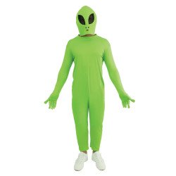 Alien žalias kostiumas suaugusiam S/M kombinezonas su kauke