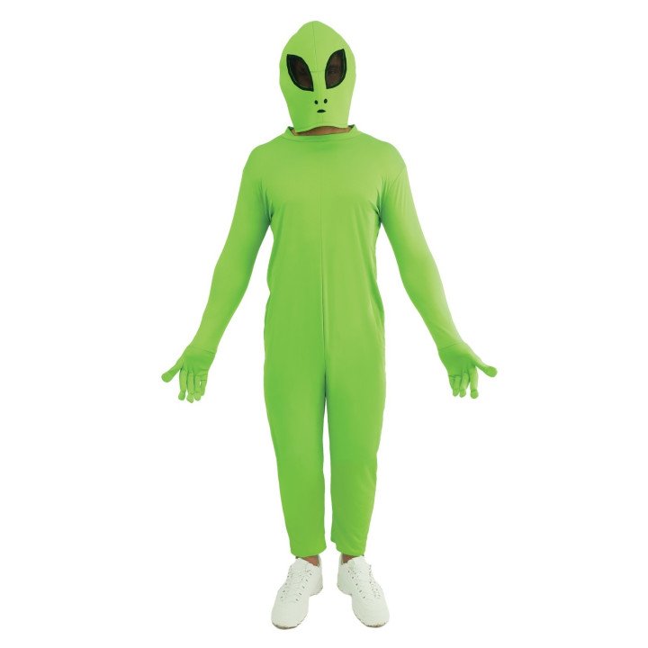 Alien žalias kostiumas suaugusiam S/M kombinezonas su kauke