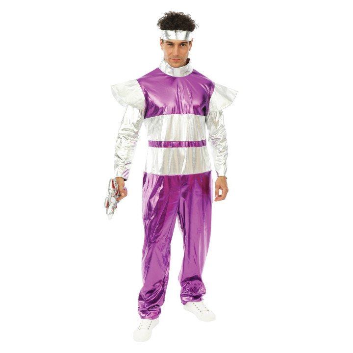 Futuristinis sidabrinis - violetinis vyriškas kostiumas L/XL