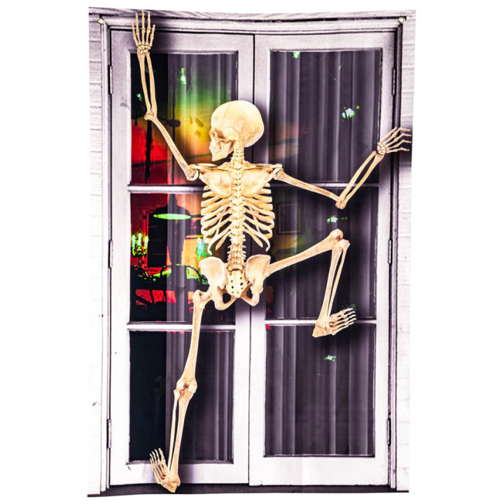 Užuolaida su lipančiu skeletu Helovinui 80 × 120 cm