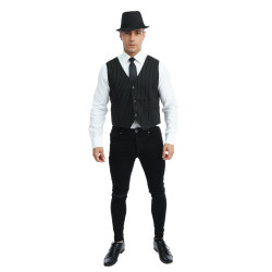 Liemenė juoda su baltomis juostelėmis S/M retro mafijos tema