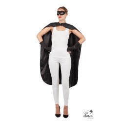 Super herojės juodas kostiumas su kauke tai puikus kostiumas