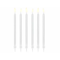 Žvakutės gimtadienio 12 vnt 14cm baltos ilgos šventinės pigu