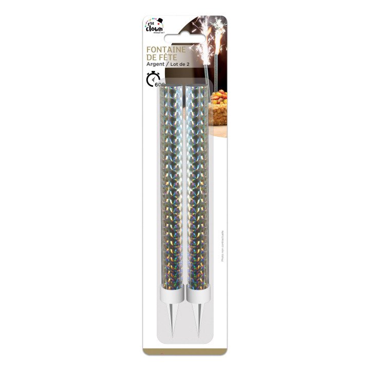 Torto fontanas-fejerverkas 2 vnt sidabrinis 17,5 cm
