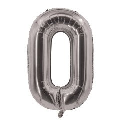 Folinis balionas skaičius 0 sidabrinis 85cm gimtadienio pigu