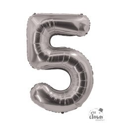 Folinis balionas skaičius 5 sidabrinis 85cm gimtadienio pigu