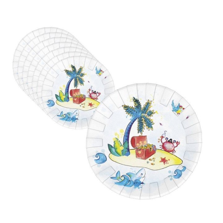 Lėkštutės vienkartinės popierinės "Piratai" 23 cm 8 vnt pigu